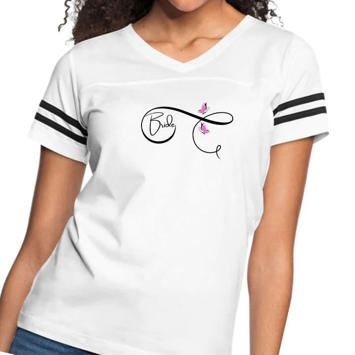 Womens Vintage Sport Graphic T-shirt - Bride - Wedding Bridal Pink