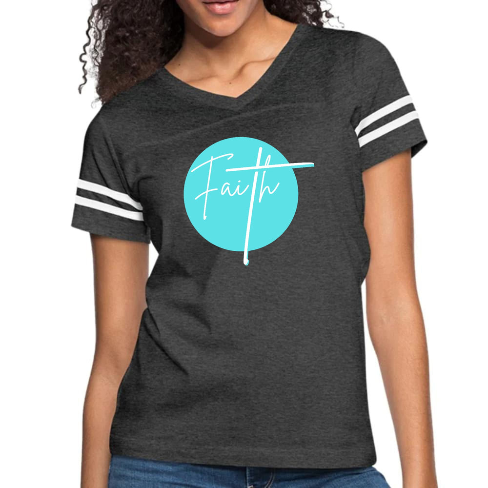 Womens Vintage Sport Graphic T-shirt - Faith - Christian Affirmation
