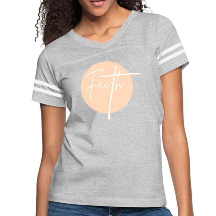 Womens Vintage Sport Graphic T-shirt Faith - Christian Affirmation - Womens