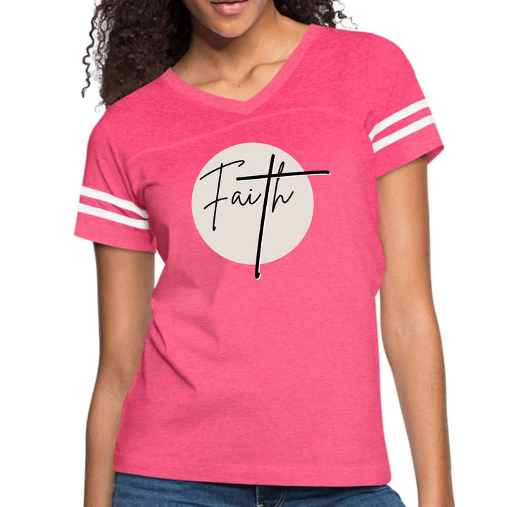 Womens Vintage Sport Graphic T-shirt - Faith - Christian Affirmation