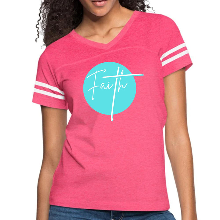 Womens Vintage Sport Graphic T-shirt - Faith - Christian Affirmation