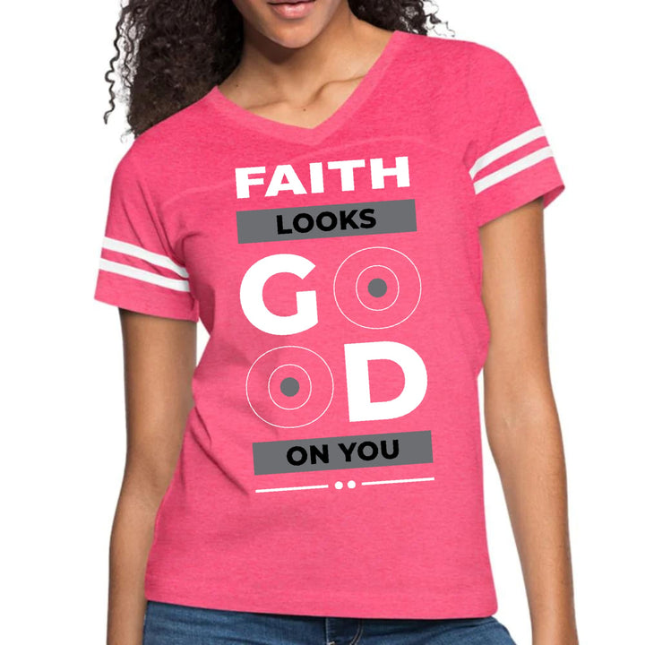 Womens Vintage Sport Graphic T-shirt Faith Looks Good - Womens | T-Shirts