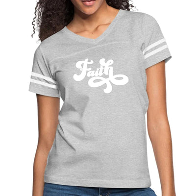 Womens Vintage Sport Graphic T-shirt Faith Script Illustration - Womens