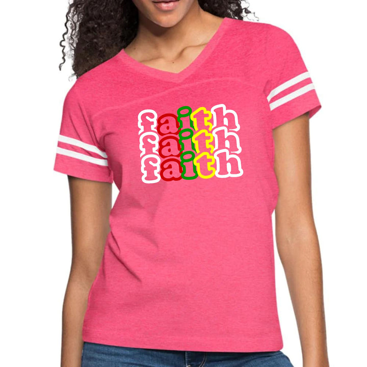 Womens Vintage Sport Graphic T-shirt Faith Stack Multicolor - Womens | T-Shirts