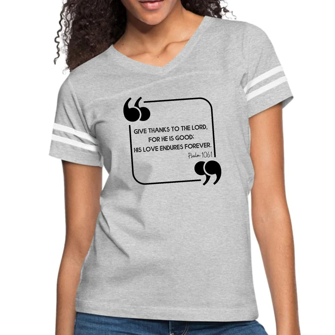 Womens Vintage Sport Graphic T-shirt - Give Thanks to the Lord Black