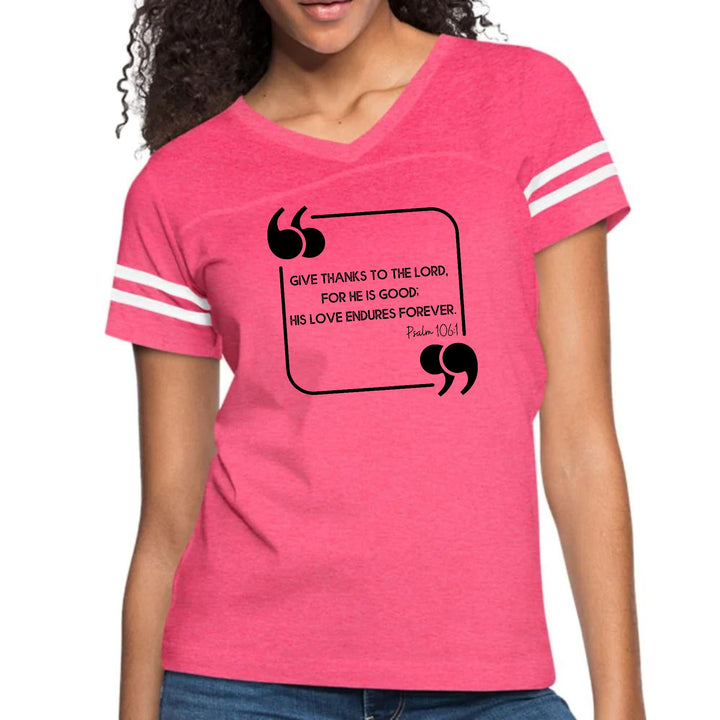 Womens Vintage Sport Graphic T-shirt - Give Thanks to the Lord Black