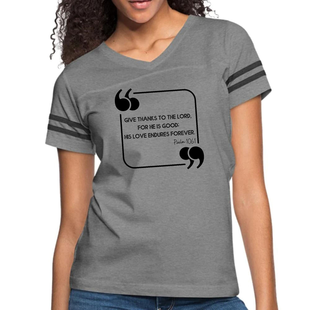 Womens Vintage Sport Graphic T-shirt - Give Thanks to the Lord Black
