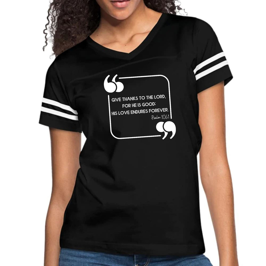 Womens Vintage Sport Graphic T-shirt - Give Thanks to the Lord