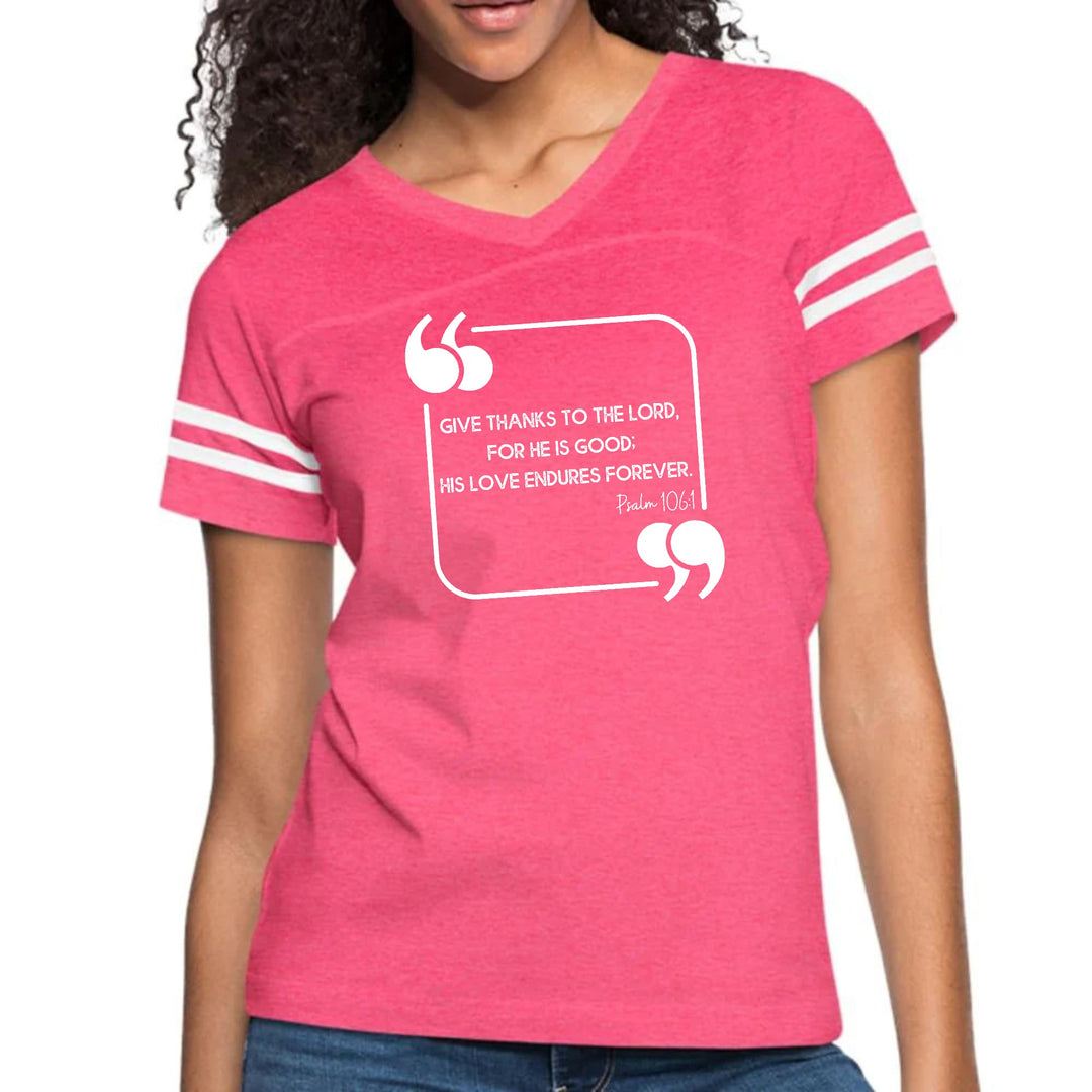 Womens Vintage Sport Graphic T-shirt - Give Thanks to the Lord