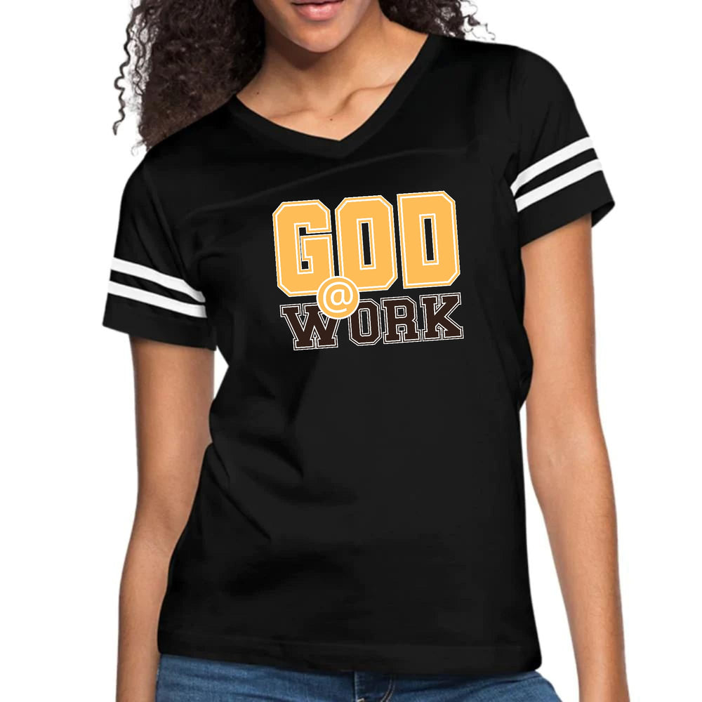 Womens Vintage Sport Graphic T-shirt - God @ Work Golden Yellow
