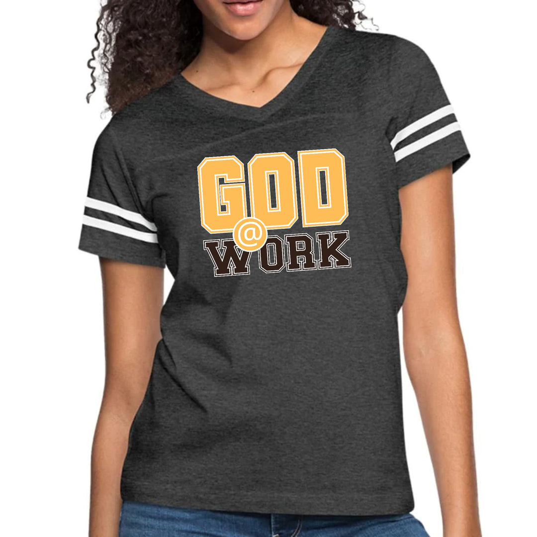 Womens Vintage Sport Graphic T-shirt - God @ Work Golden Yellow