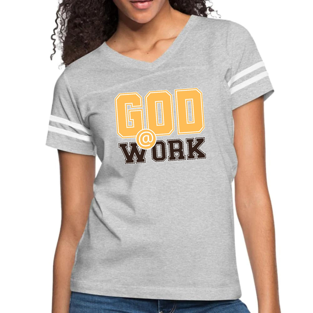 Womens Vintage Sport Graphic T-shirt - God @ Work Golden Yellow
