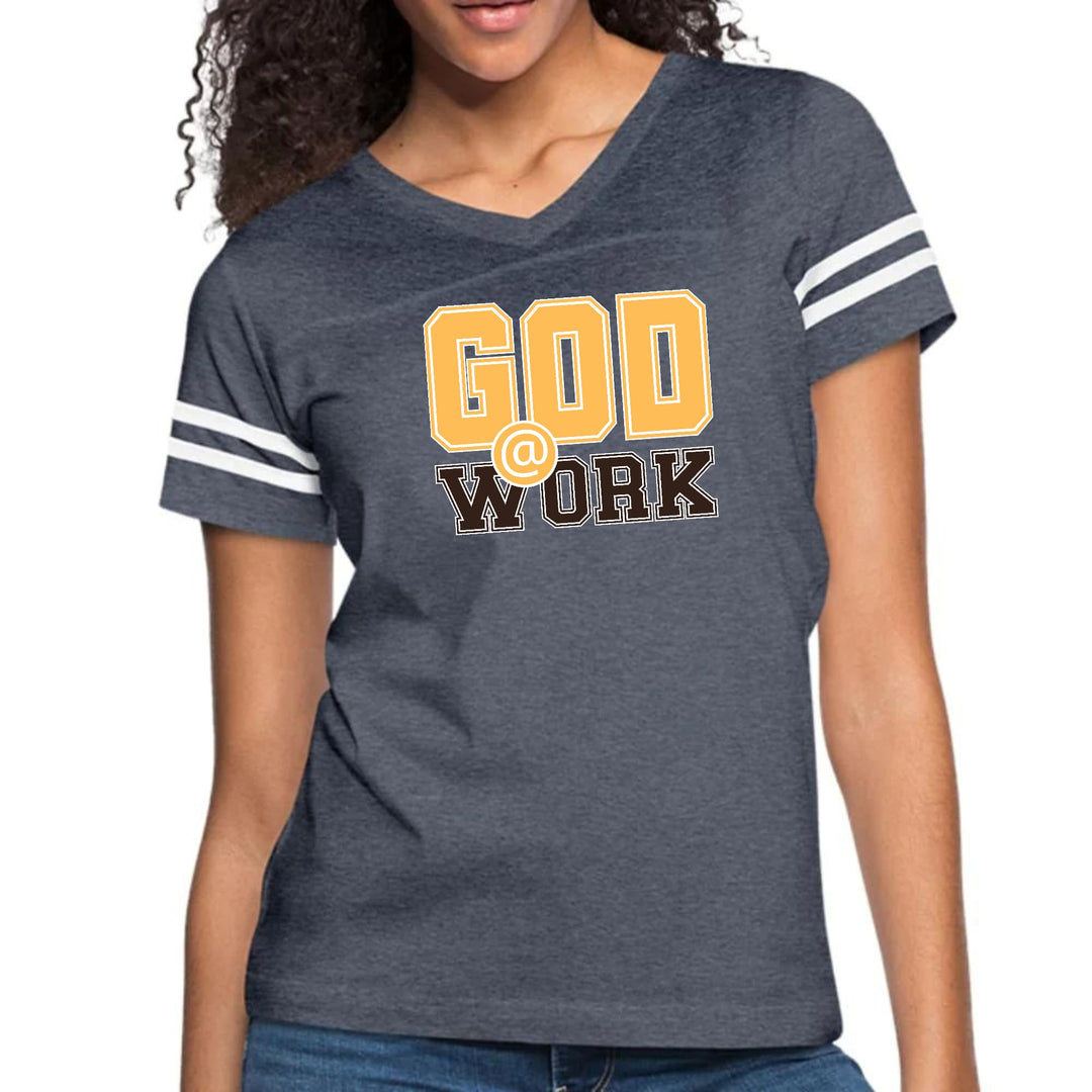 Womens Vintage Sport Graphic T-shirt - God @ Work Golden Yellow