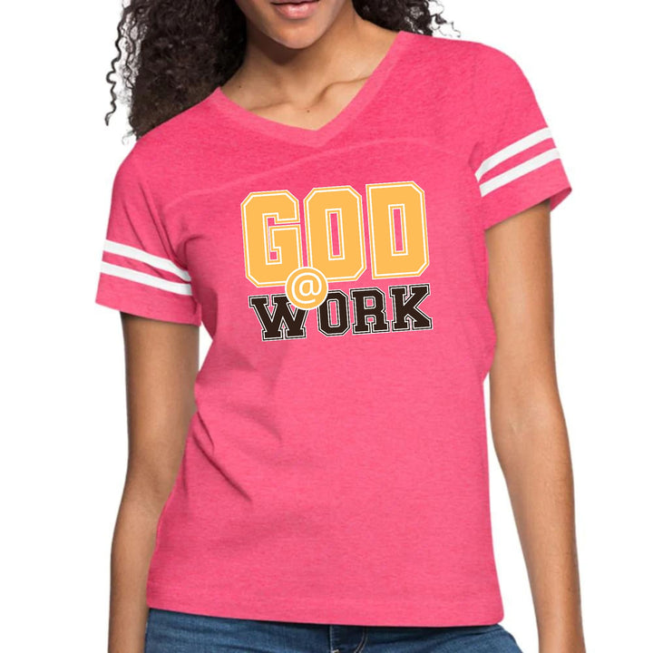Womens Vintage Sport Graphic T-shirt - God @ Work Golden Yellow