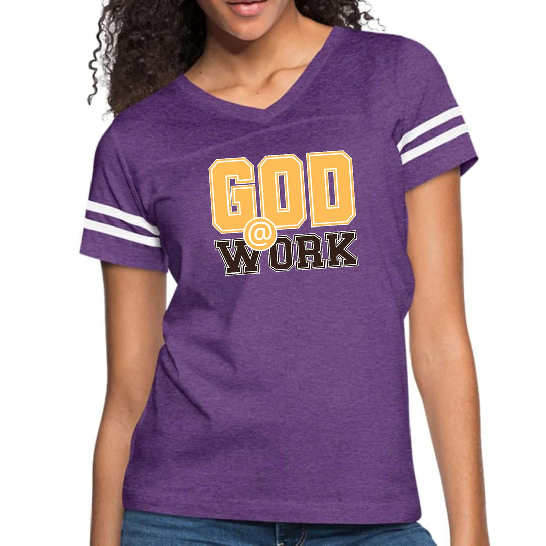 Womens Vintage Sport Graphic T-shirt - God @ Work Golden Yellow