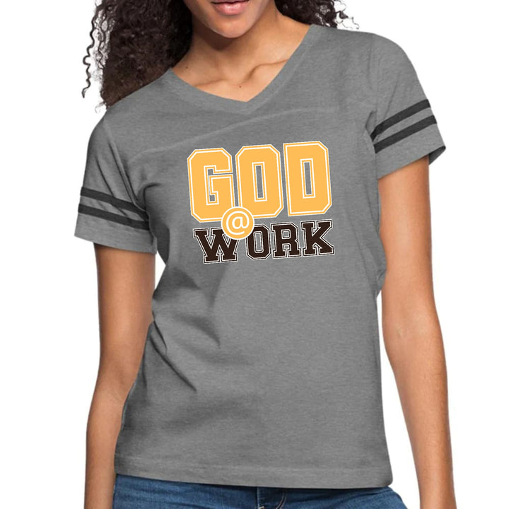 Womens Vintage Sport Graphic T-shirt - God @ Work Golden Yellow