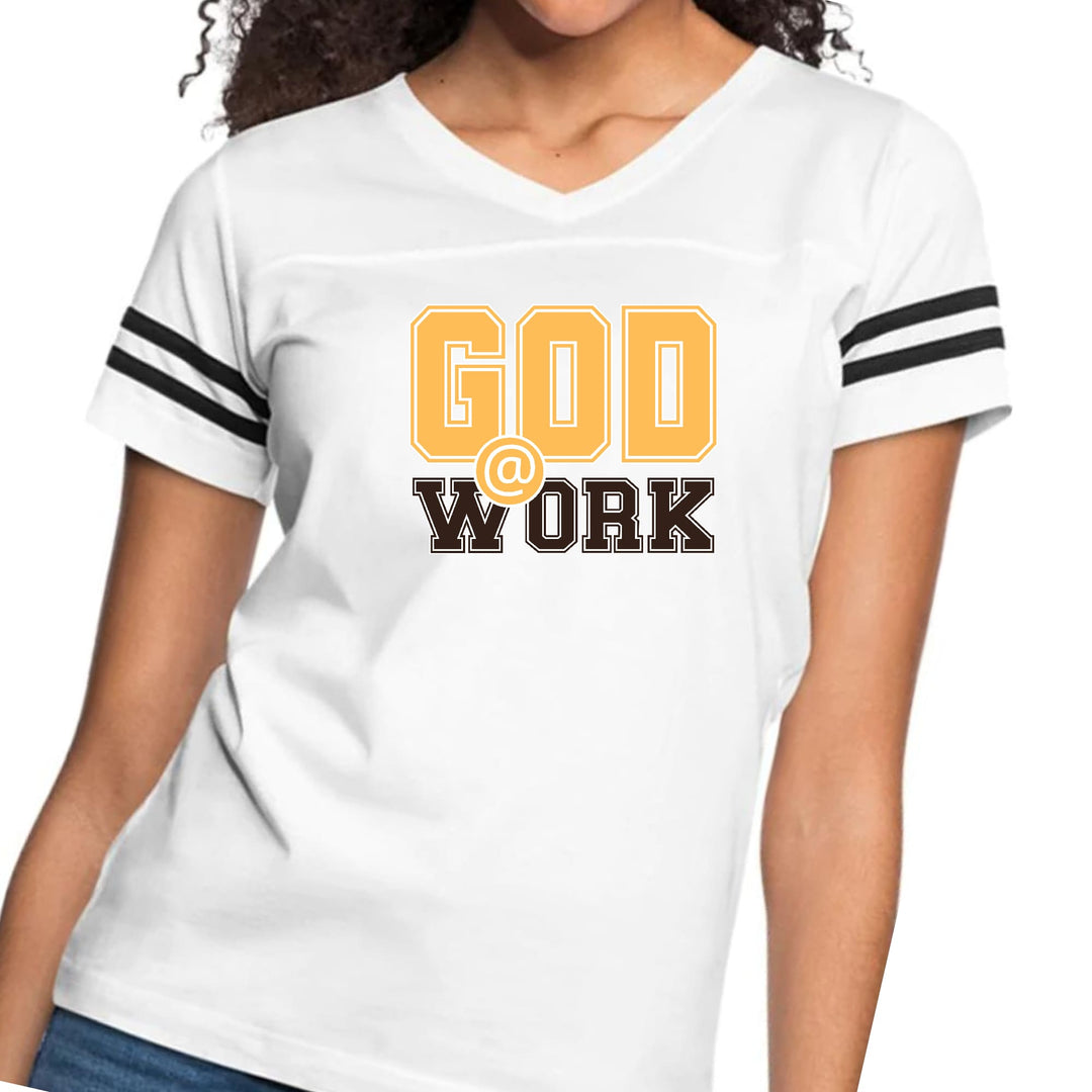Womens Vintage Sport Graphic T-shirt - God @ Work Golden Yellow