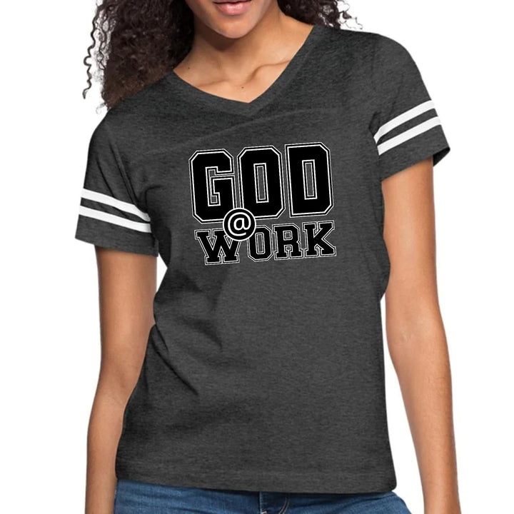 Womens Vintage Sport Graphic T-shirt - God @ Work Print