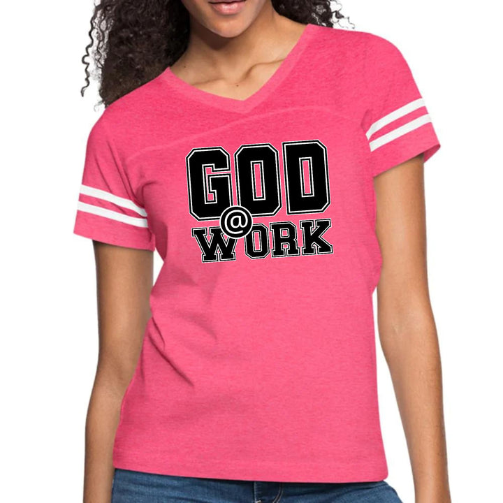 Womens Vintage Sport Graphic T-shirt - God @ Work Print