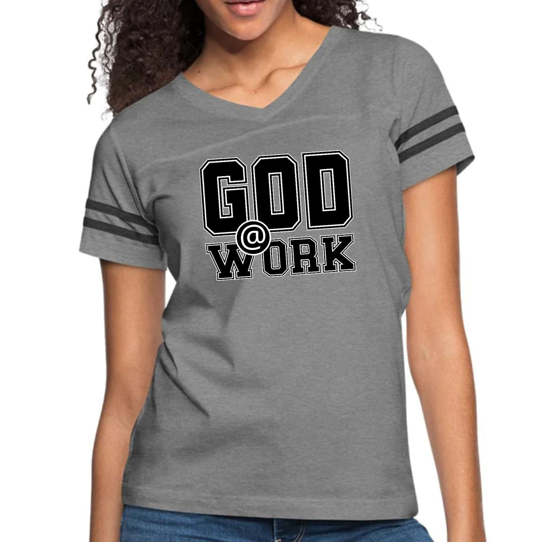 Womens Vintage Sport Graphic T-shirt - God @ Work Print