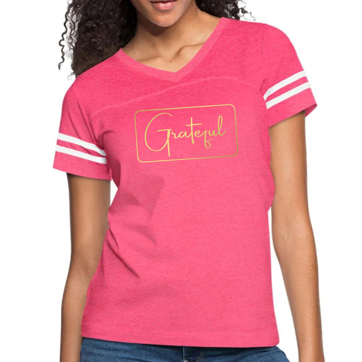 Womens Vintage Sport Graphic T-shirt - Grateful - Metallic Gold