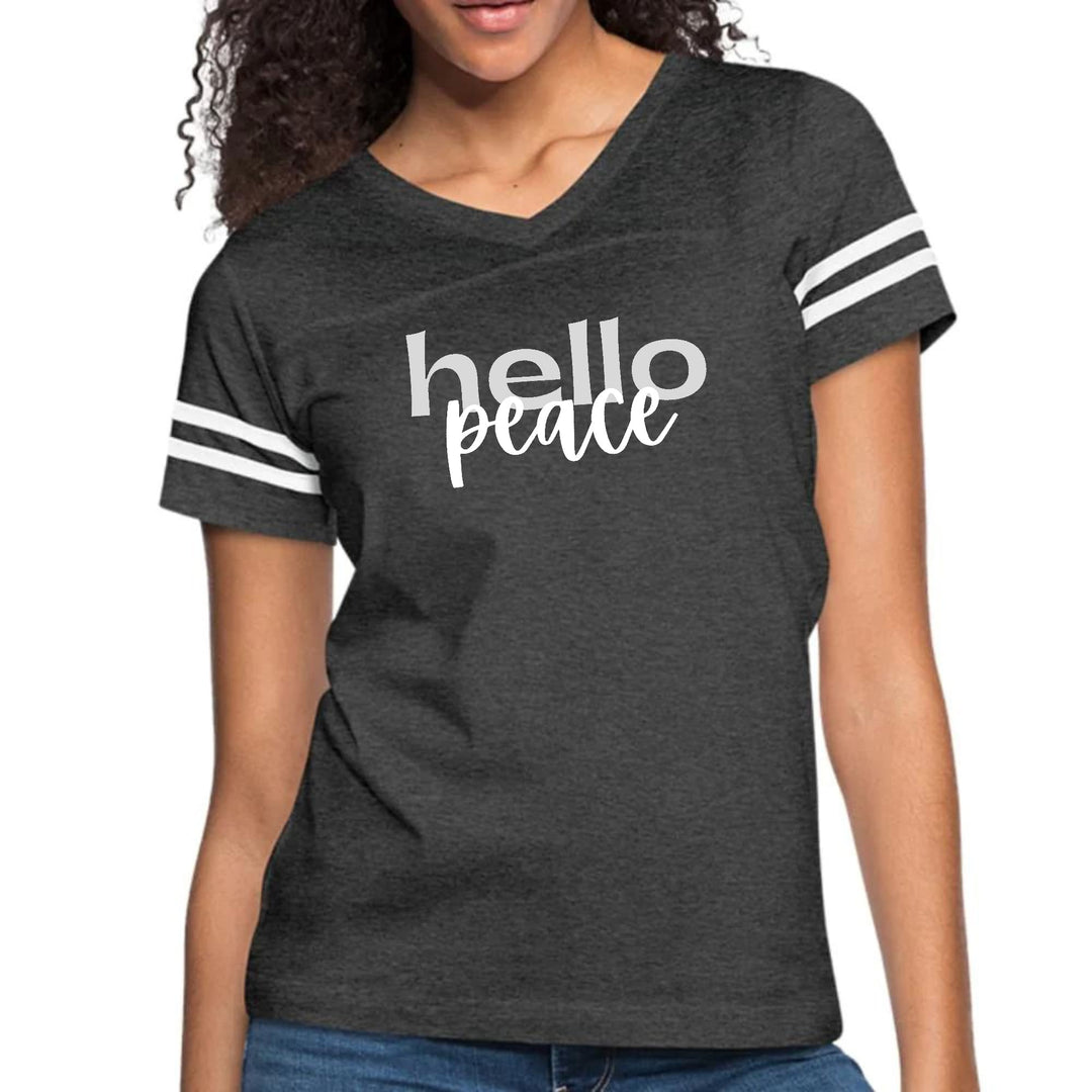 Womens Vintage Sport Graphic T-shirt - Hello Peace Motivational