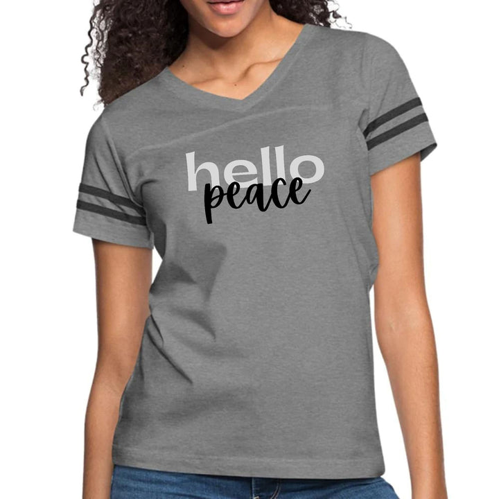 Womens Vintage Sport Graphic T-shirt - Hello Peace Motivational