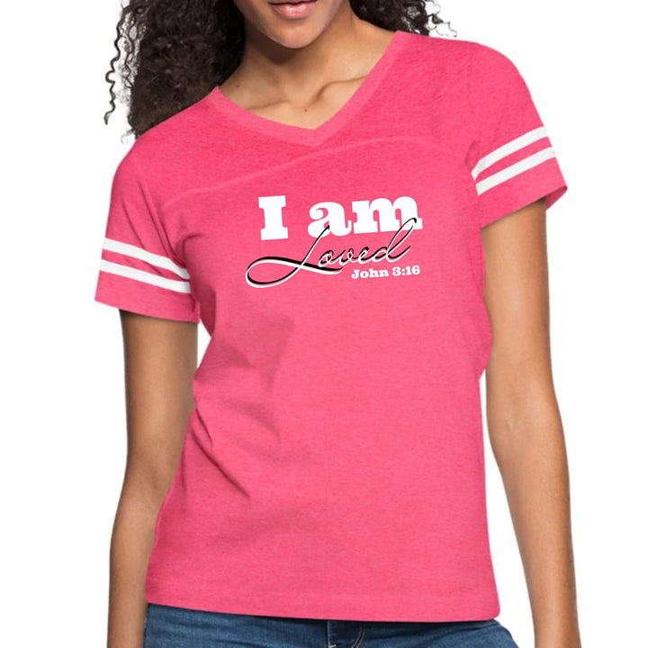 Womens Vintage Sport Graphic T-shirt i Am Loved - John 3:16 - Womens | T-Shirts