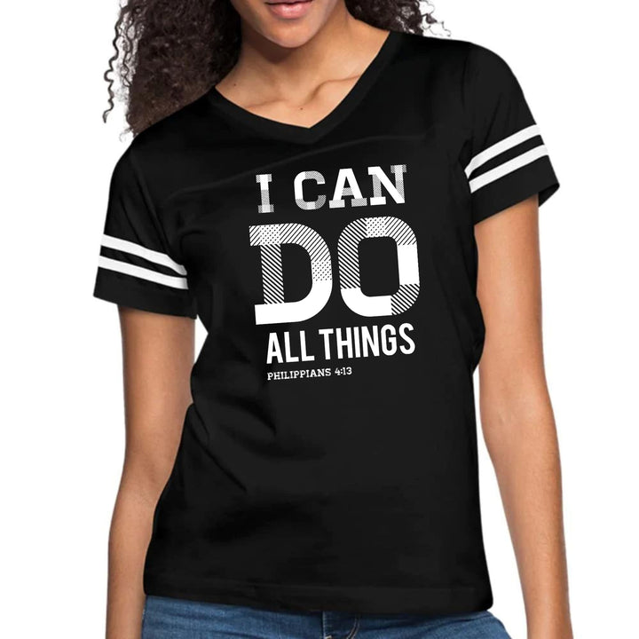 Womens Vintage Sport Graphic T-shirt i Can Do All Things Philippians - Womens