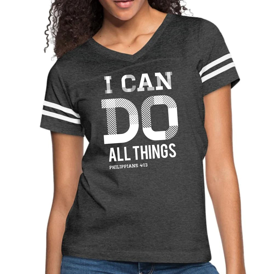 Womens Vintage Sport Graphic T-shirt i Can Do All Things Philippians - Womens