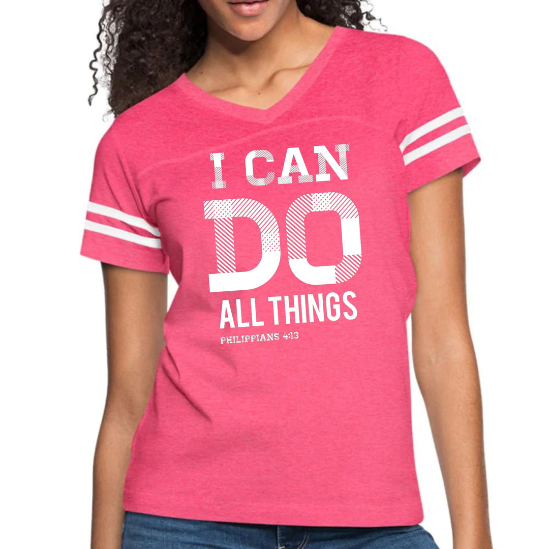 Womens Vintage Sport Graphic T-shirt i Can Do All Things Philippians - Womens