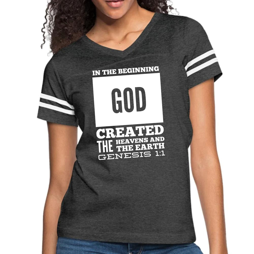 Womens Vintage Sport Graphic T-shirt - in the Beginning Print