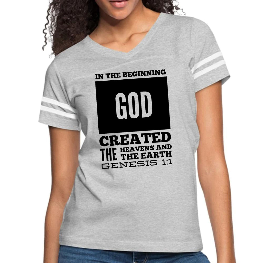 Womens Vintage Sport Graphic T-shirt - in the Beginning Print