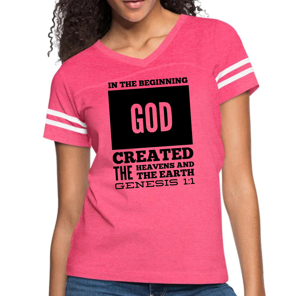 Womens Vintage Sport Graphic T-shirt - in the Beginning Print