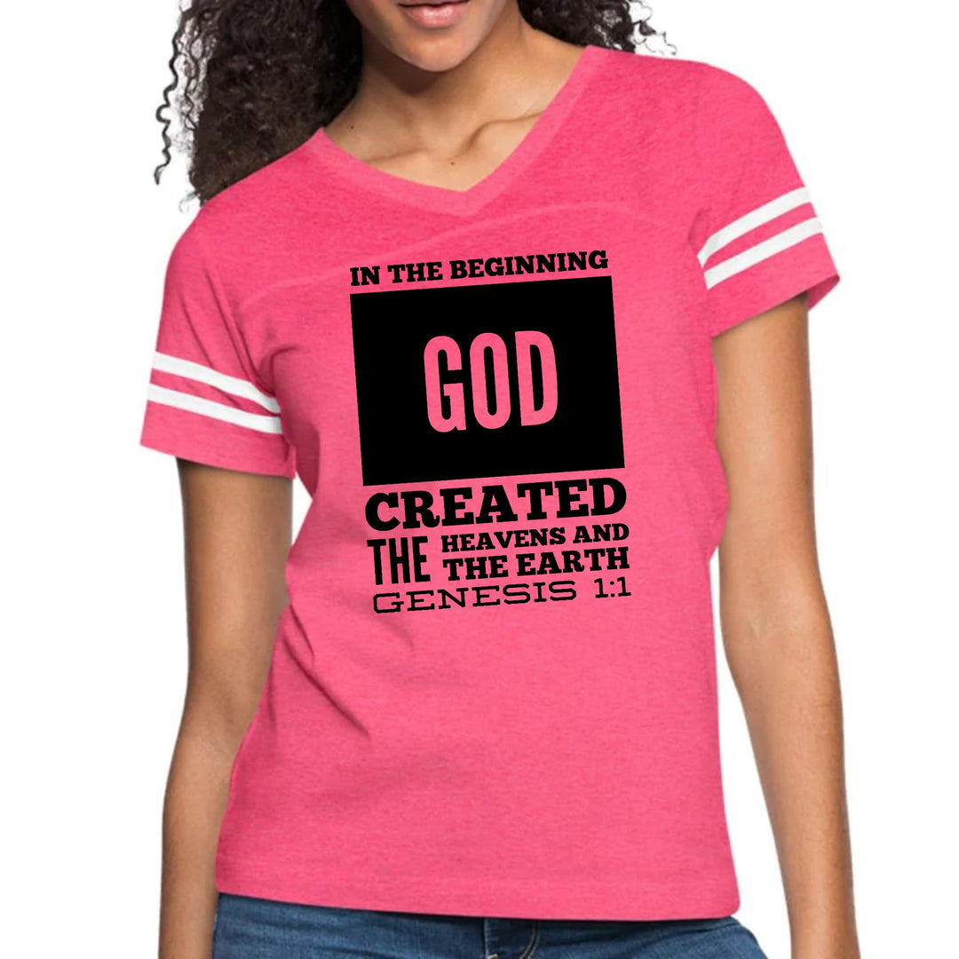 Womens Vintage Sport Graphic T-shirt - in the Beginning Print