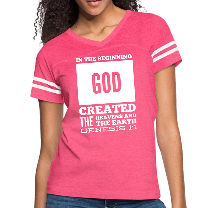 Womens Vintage Sport Graphic T-shirt - in the Beginning Print