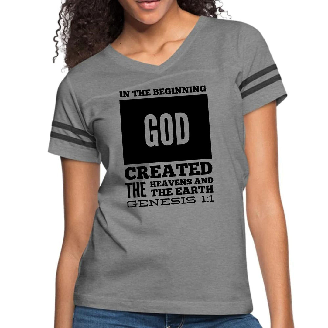 Womens Vintage Sport Graphic T-shirt - in the Beginning Print