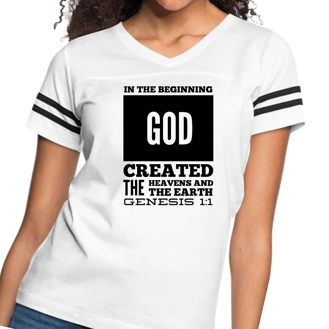 Womens Vintage Sport Graphic T-shirt - in the Beginning Print