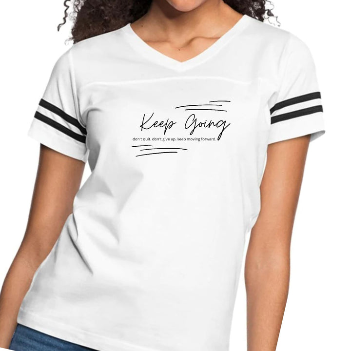 Womens Vintage Sport Graphic T-shirt Keep Going Don’t Give Up - Womens