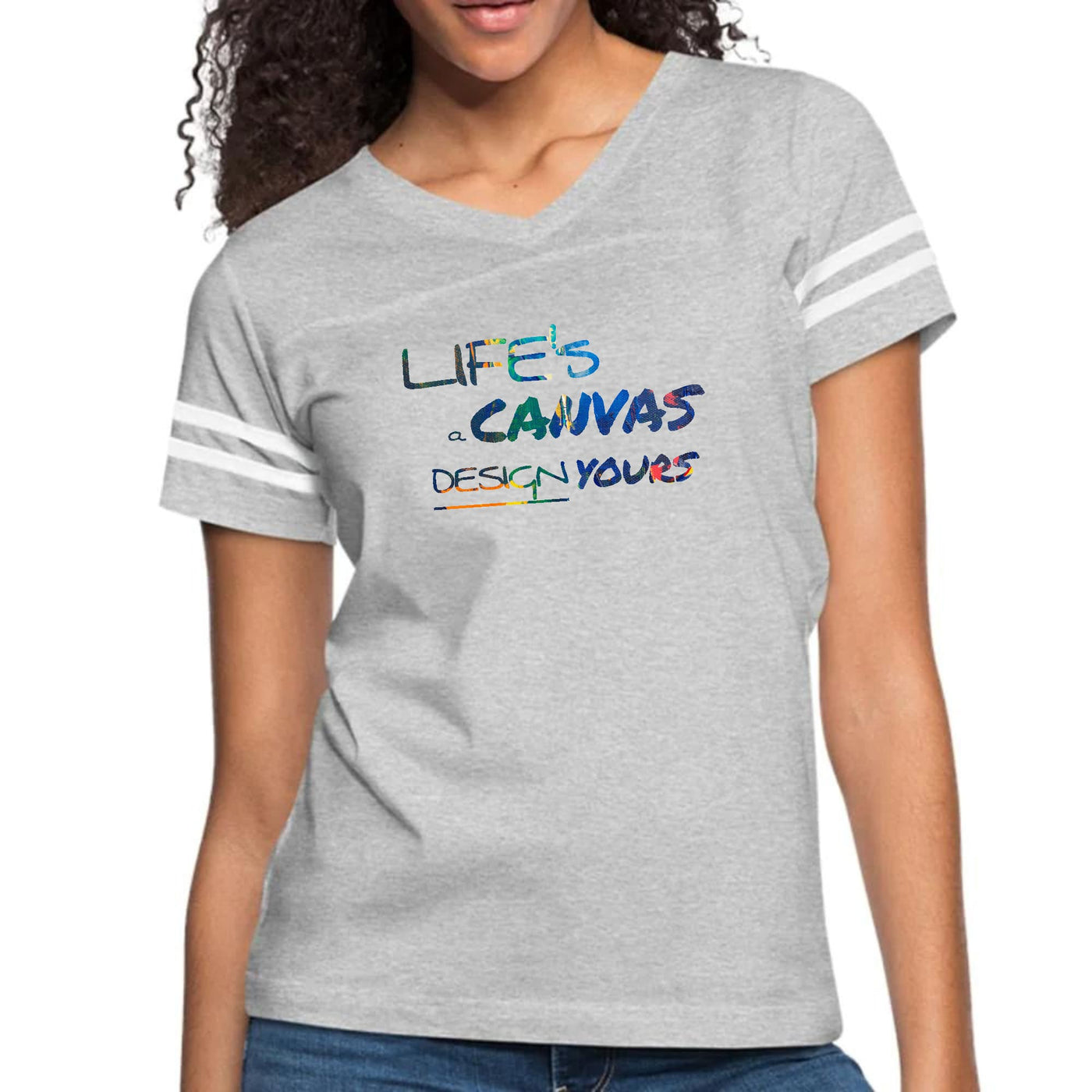 Womens Vintage Sport Graphic T-shirt Life’s a Canvas Design Yours - Womens