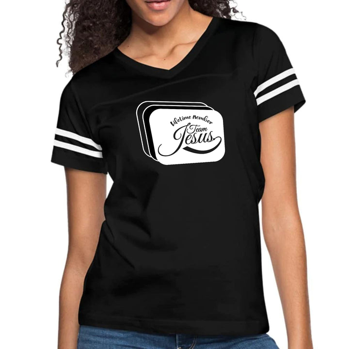 Womens Vintage Sport Graphic T-shirt - Lifetime Member Team Jesus