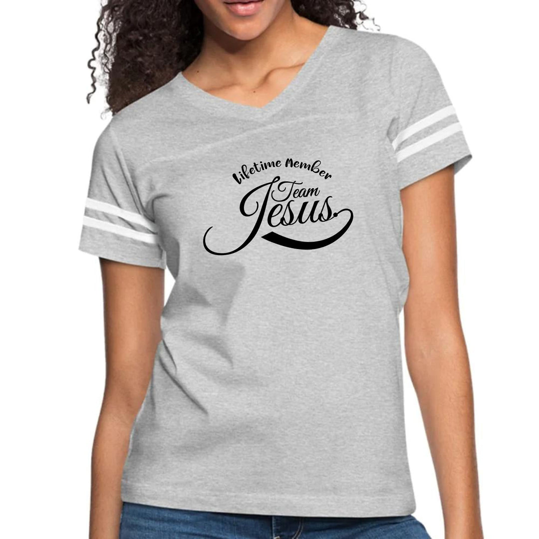 Womens Vintage Sport Graphic T-shirt - Lifetime Member Team Jesus