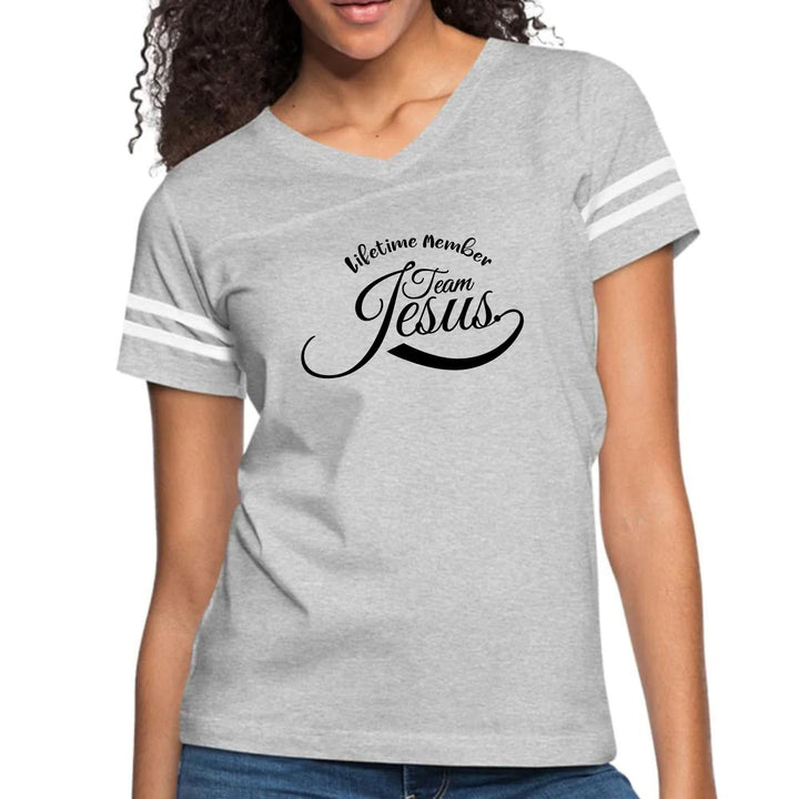 Womens Vintage Sport Graphic T-shirt - Lifetime Member Team Jesus