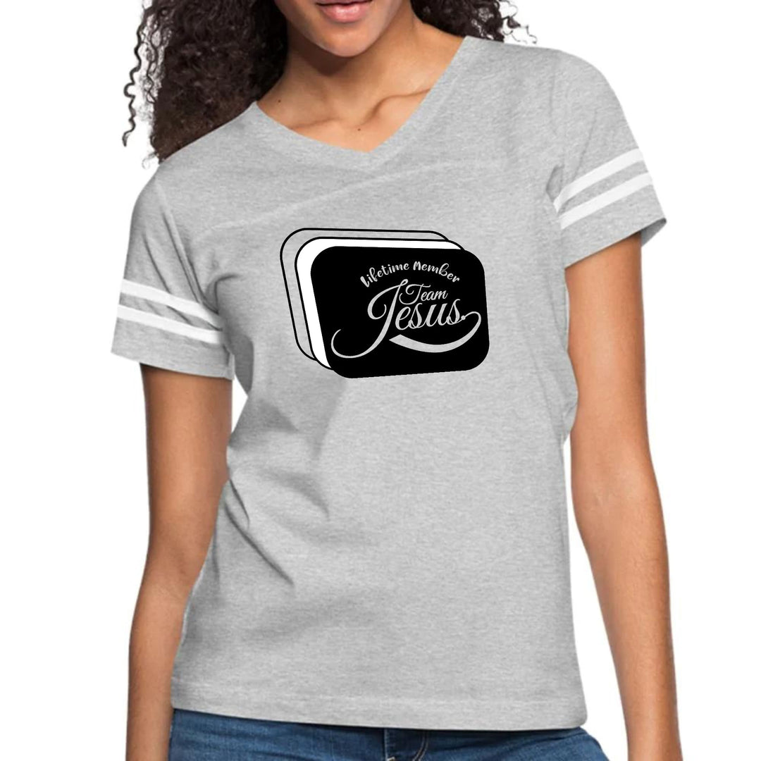 Womens Vintage Sport Graphic T-shirt - Lifetime Member Team Jesus