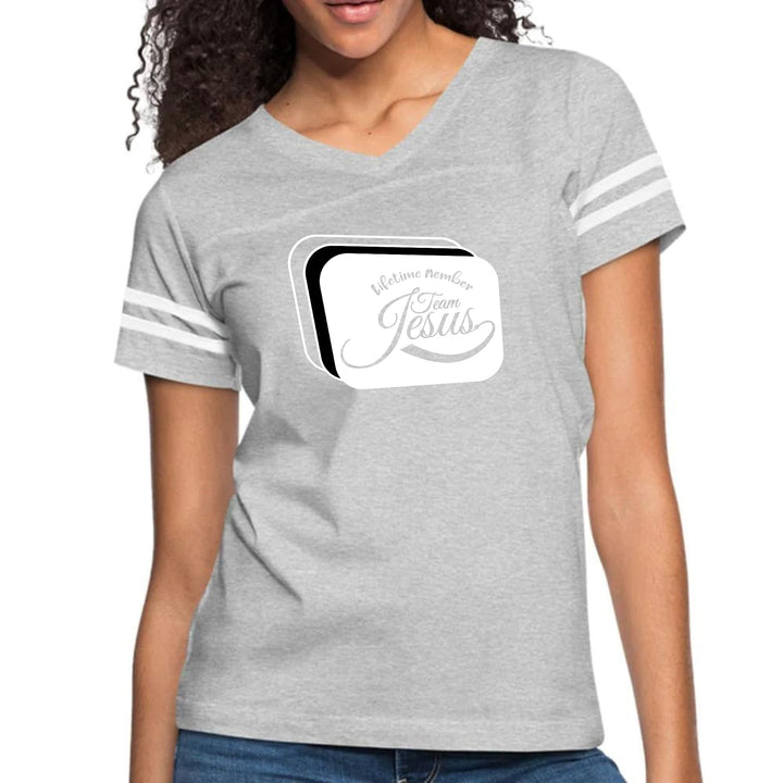 Womens Vintage Sport Graphic T-shirt - Lifetime Member Team Jesus