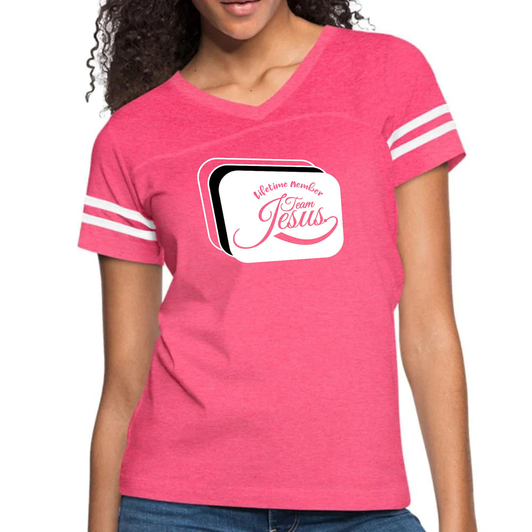 Womens Vintage Sport Graphic T-shirt - Lifetime Member Team Jesus