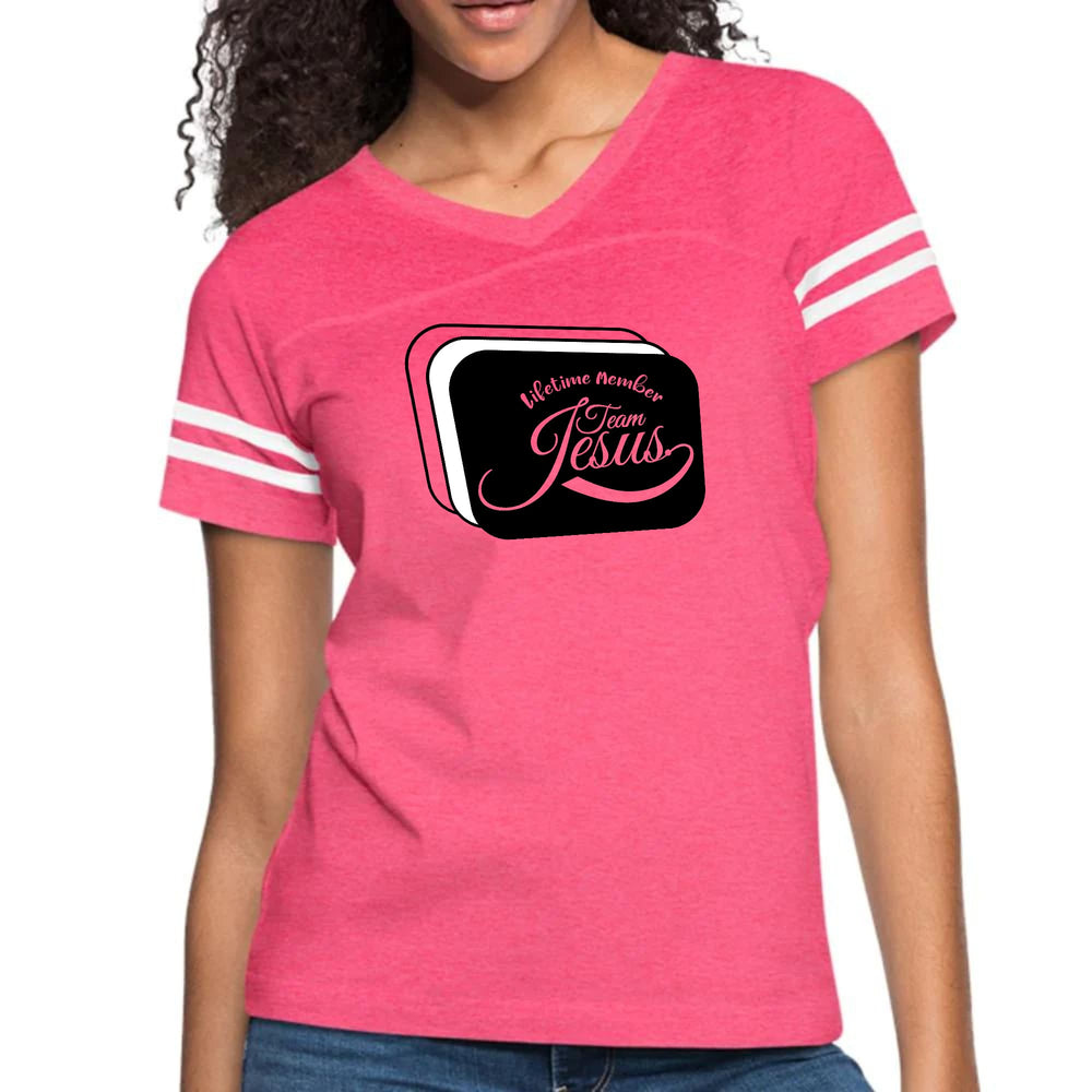 Womens Vintage Sport Graphic T-shirt - Lifetime Member Team Jesus