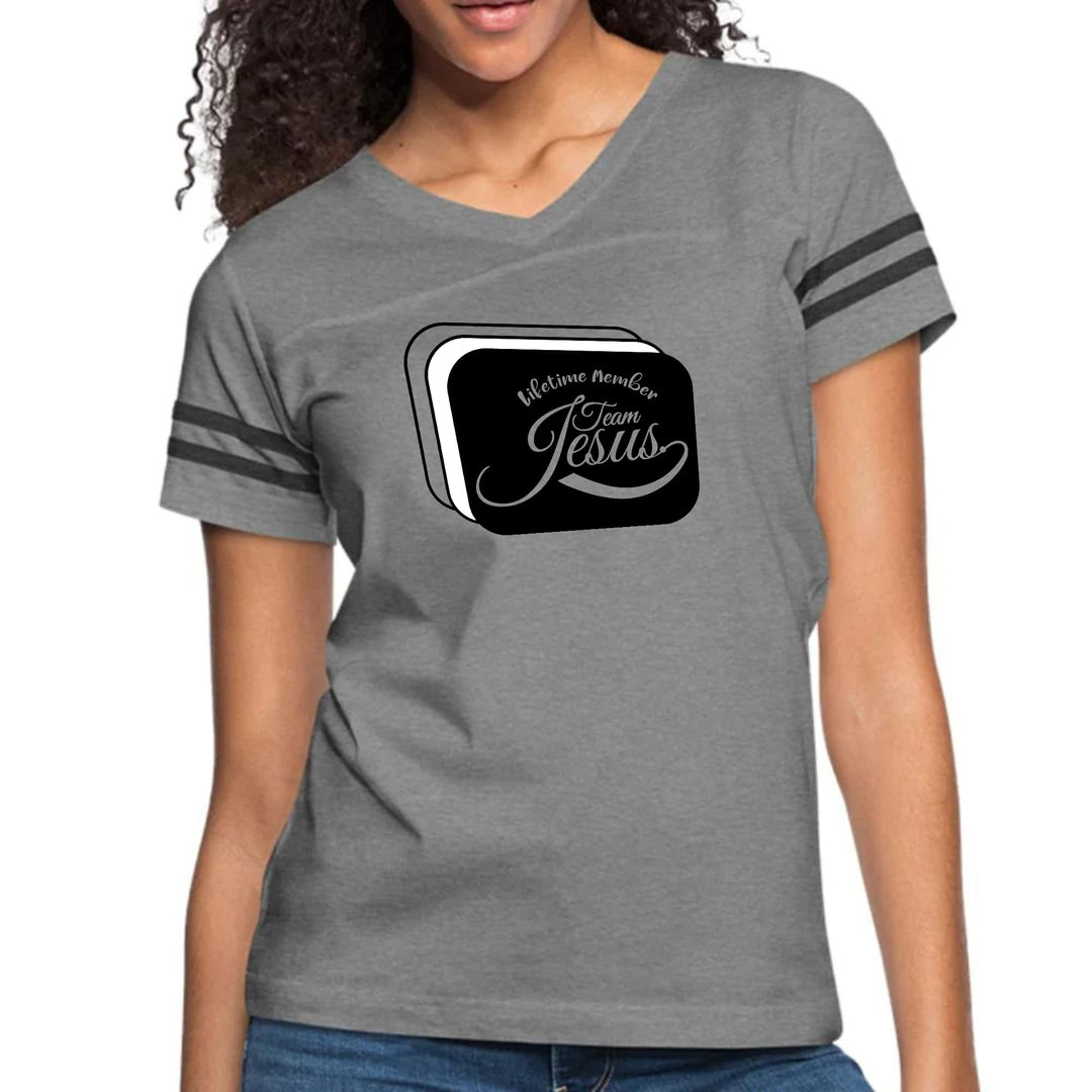 Womens Vintage Sport Graphic T-shirt - Lifetime Member Team Jesus