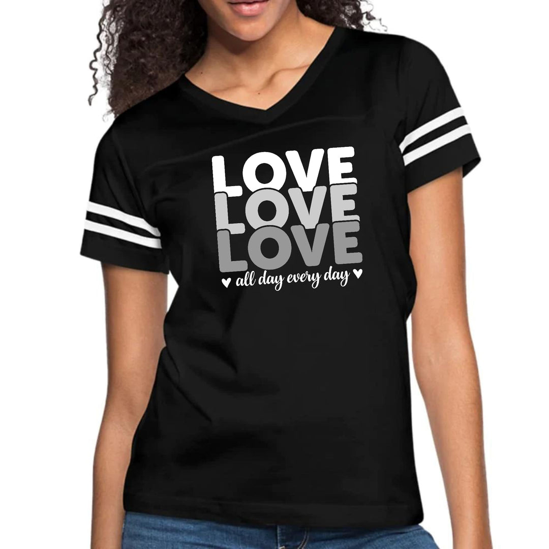 Womens Vintage Sport Graphic T-shirt - Love All Day Every Day White