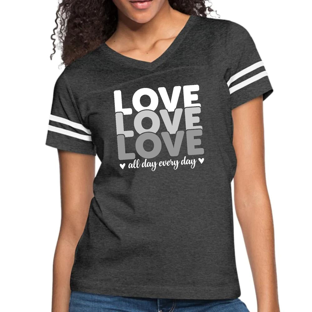 Womens Vintage Sport Graphic T-shirt - Love All Day Every Day White